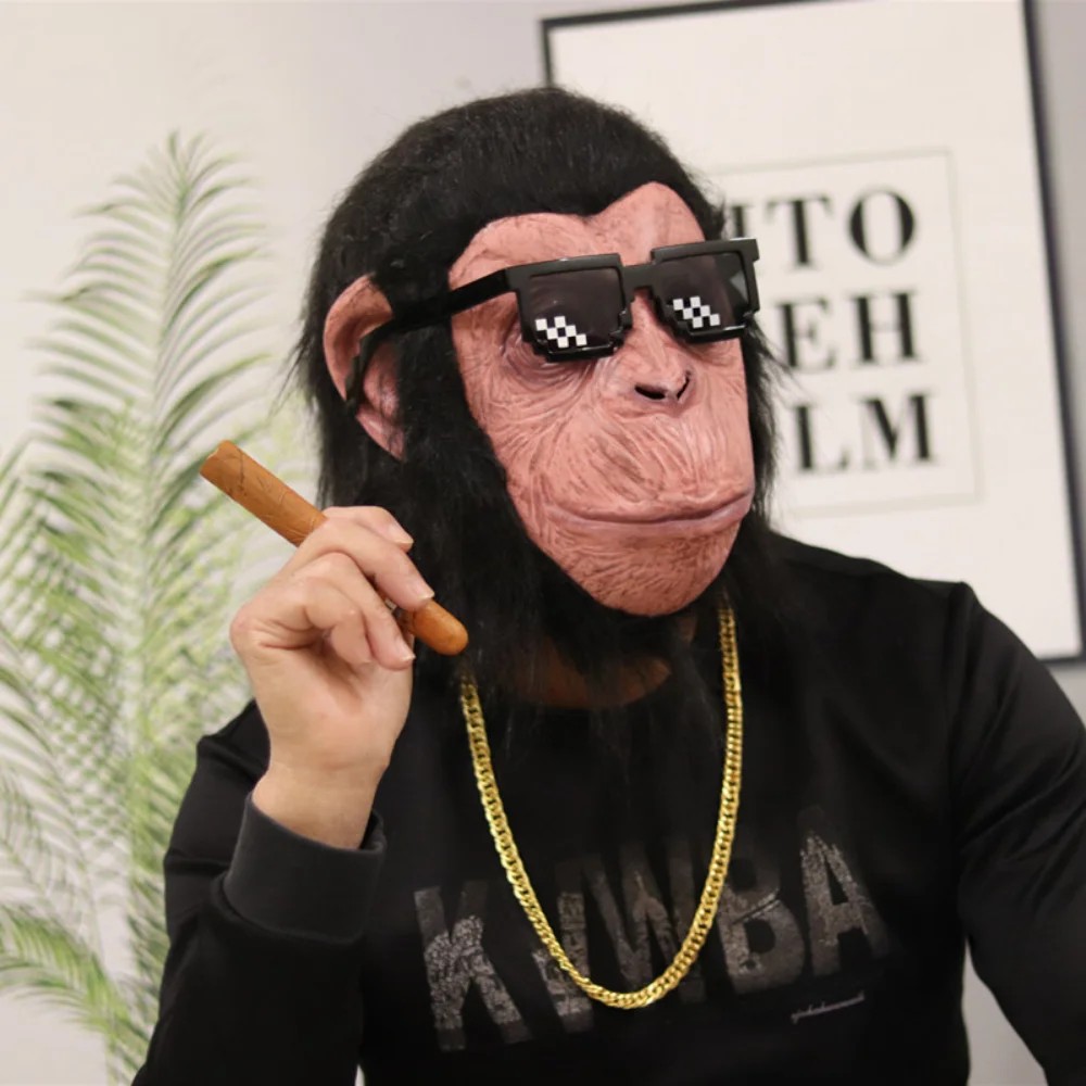 simpanssi naamio apinan kasvot silikoni lateksi naamio päähän