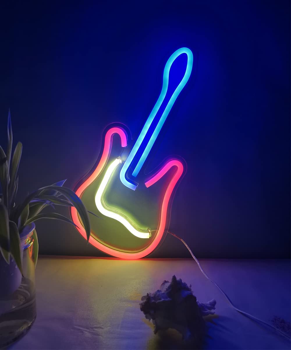 hehkuva kitara seinällä - led neon