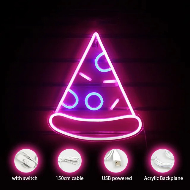 pizza led-mainoksen valaistu kyltti seinän logossa