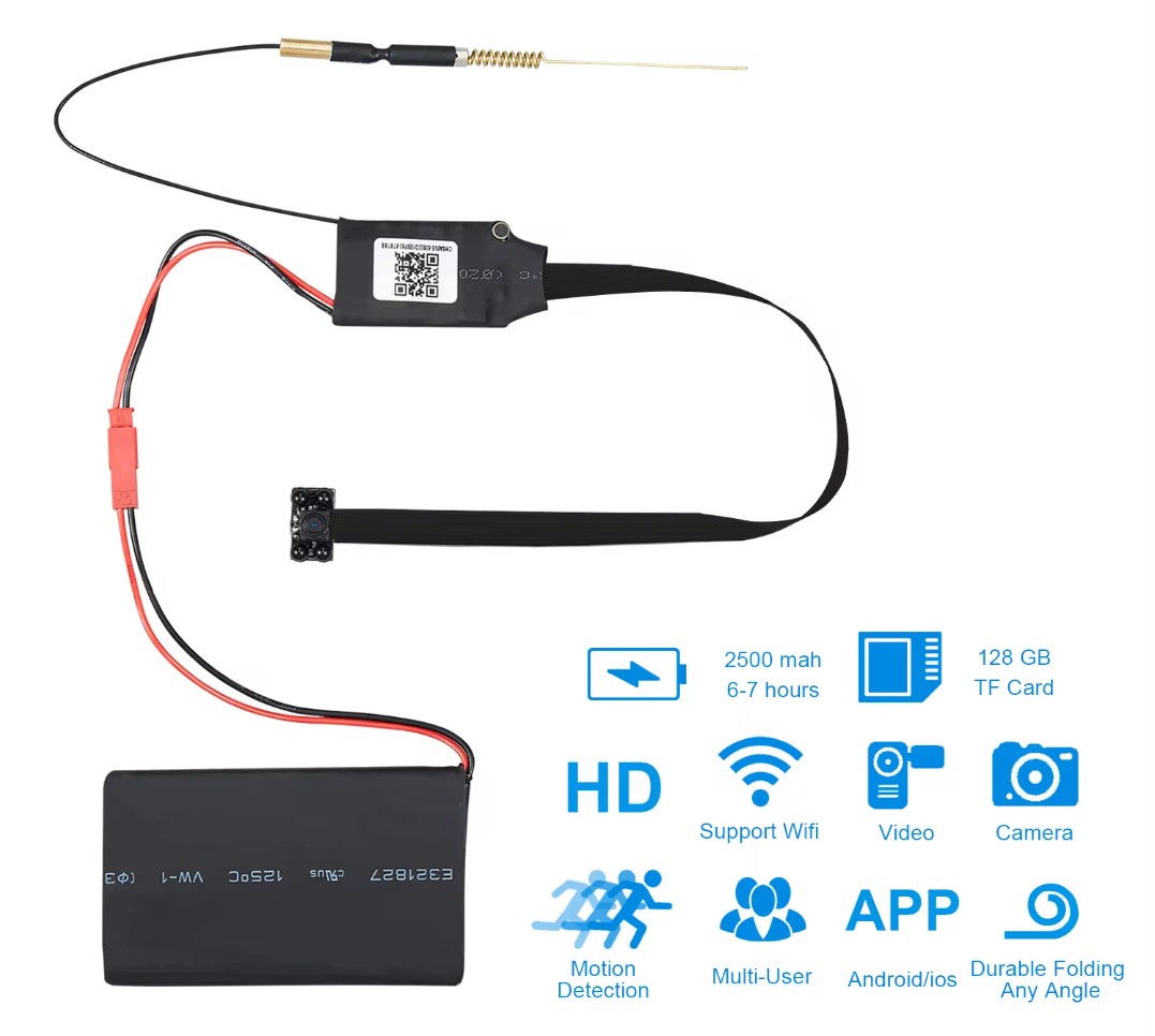 WiFi HD mini pinhole HD -kamera 1080P IR LED-yövaloilla